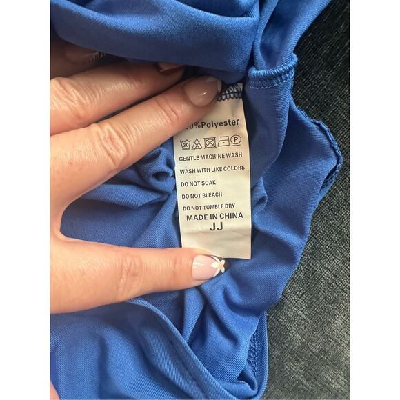 Body Slimming Square Neck Bodysuit Blue Available Large 14 PTP Stretch - Picture 4 of 5